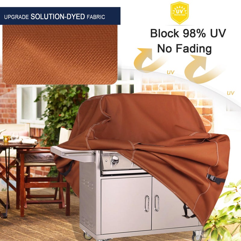 NettyPro BBQ Grill Cover 52 inch Heavy Duty Waterproof Outdoor 2-3 Burners Gas Grill Cover for Outside Weber, Char-Broil, Brinkmann, Nexgrill Barbecue, Brown - Image 3